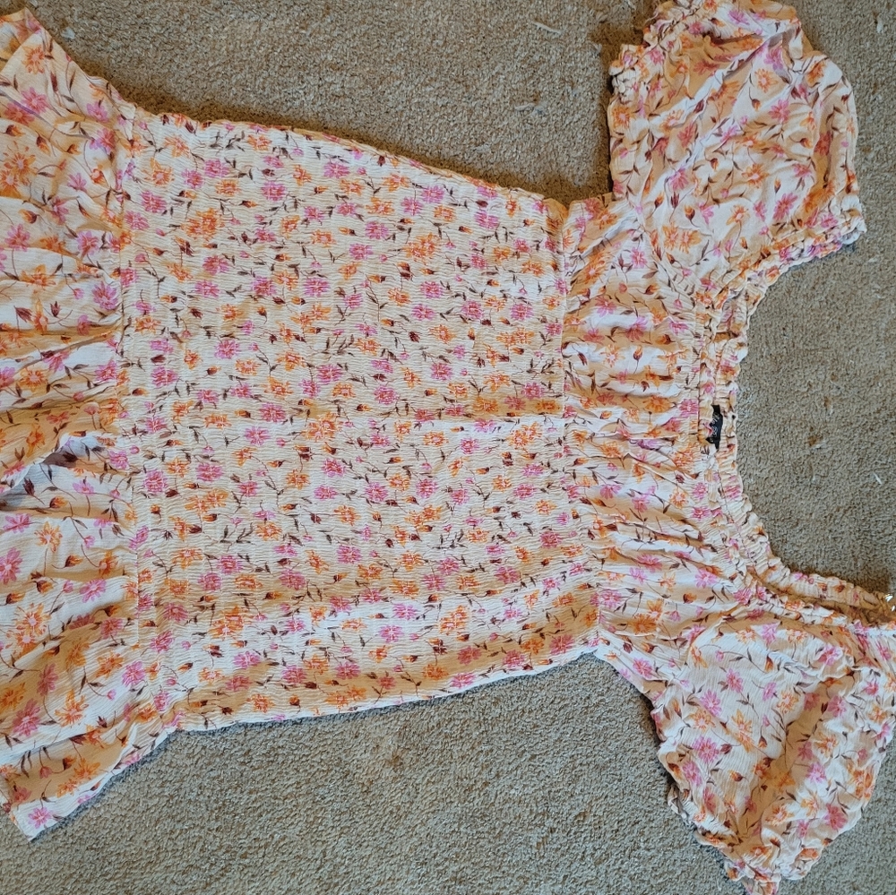 Lilly Rose pink floral mini dress balloon sleeve size XL